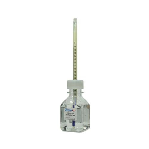Thermco ACCI0301S U Accu-Safe Enclosed Chamber Red Spirit Filled Thermometer, Incubator, Coated, 18 to 50C Range, 0.5C Division, Total Immersion, 135mm Height