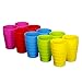 PLASKIDY Reusable Plastic Cups - Set of 10 Kids Cups - 15 oz Plastic Cups for Kids - BPA Free Cups - Dishwasher Safe Cups - Assorted Colored Cups - Great Kids Drinking Cups