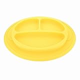 Mini Placemat + 2 Spoons - Improved Non-slip Suction - Toddler Placemat Fit Most Highchair Trays(Yellow)