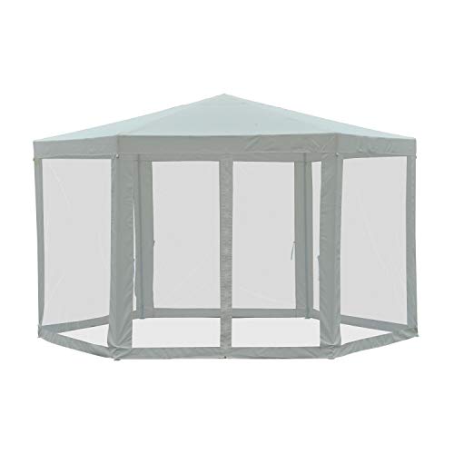 FDInspiration Cream White Steel Outdoor Gazebo Canopy Garden Party Tent Awning Patio Shelter Sun Shade w/Netting with Ebook