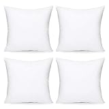 Acanva Throw Pillow Inserts Decorative Stuffer Soft Hypoallergenic Polyester Couch Square Form Euro Sham Cushion Filler, 18"-4P, White 4 Pack