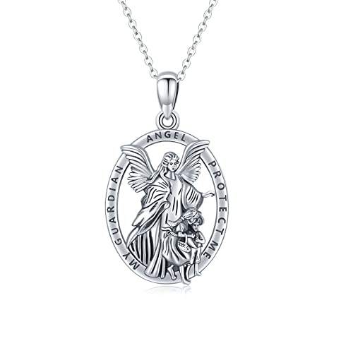 SOESON St Christopher/Jesus/Saint Michael Necklace for Women 925 Sterling Silver Antiqued Religious Pendant Men Necklaces Jewellery Gift(18''+2'') (My Guardian Angel) — image 1