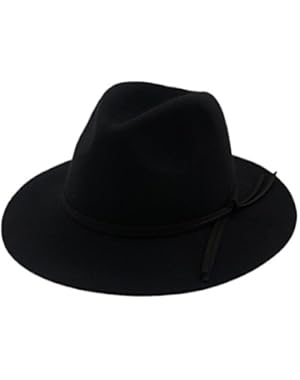 Black Classic Wide Brim Felt Bowler Hat Womens Jazz Cap,Multi-Style