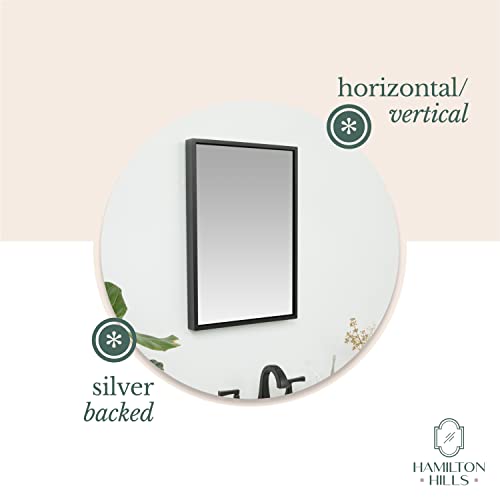 Hamilton Hills 16x24 inch Black Framed Mirror Small Rectangular