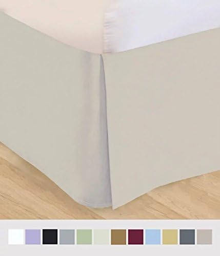 iCOVER BEDDING PLATINUM 1800 COLLECTION BRUSHED MICROFIBER PLEATED BED SKIRT, Wrinkle and Fade resistant, 1Piece Bed Skirt, 15" Fall, Four Pleats (Queen, Tan)