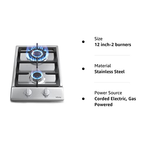 Getue 24u2033x20u2033 Built In Gas Cooktop 4 Burners Stainless Steel Stove With NG/LPG Conversion Kit Thermocouple Protection And Easy To Clean (20Wx24L) : . In