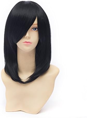 Flovex Short Medium Straight Anime Cosplay Wigs Women Natural Sexy Costume Party Daily Hair (Black)