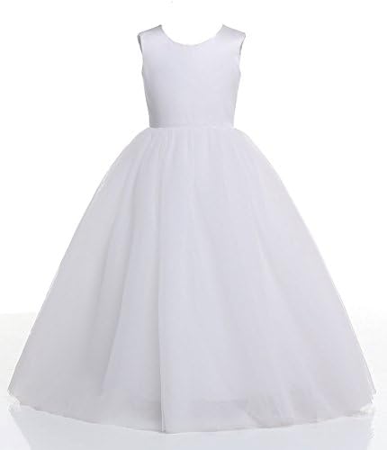Faisata 2017 White Ivory Ball Gown Long Flower Girl Dresses First Communion Dresses 6T