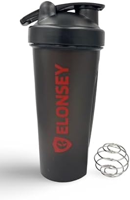 ELONSEY Protein Shaker Bottle, 100% BPA-Free Leak Proof Fitness
