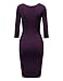 CTC Womens Deep V Neck 3/4 Sleeve Tulip Bodycon Dress - Made in USA