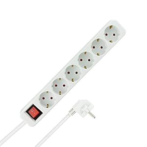 REV 0512360555 stekkerdoos, meervoudige stekkerdoos 6-voudig, kabel 1,4m, max. 3500W, wit