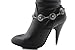 TFJ Women Boot Bracelet Western Fashion Metal Chain Turquoise Blue Flowers Shoe Charm Silver