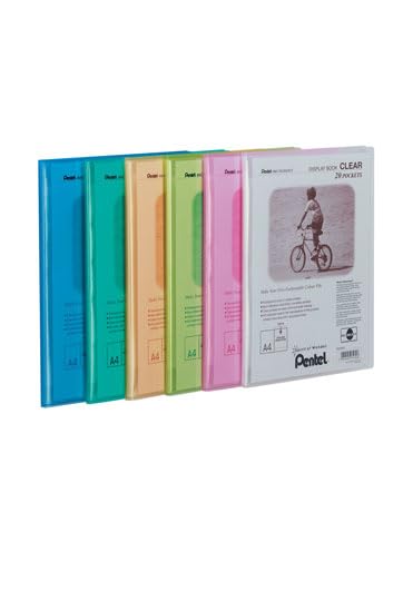 Pentel A4 Assorted Recycology Display Book with 20 Pocket - Clear