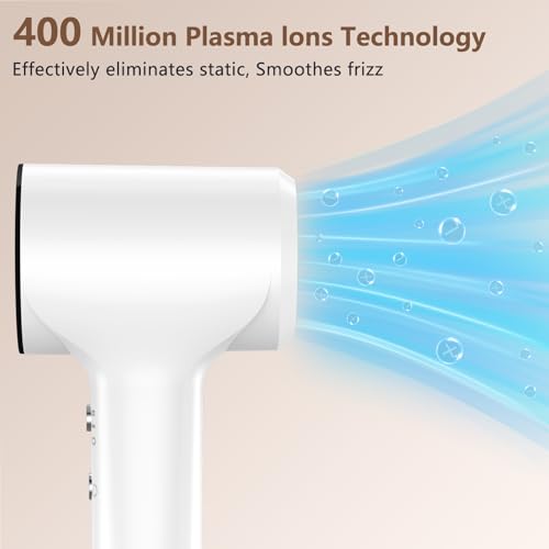 TQQ Hair Dryer, 400 Million Ion Plasma Hairdryer, Brushless Motor 110,000 RPM for Fast Drying, Professional Hair Dryer 57 dB Suitable for Travel and Home