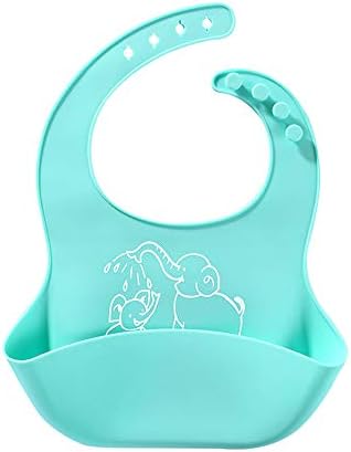 Gallity Cute Silicone Baby Bibs for Babies & Toddlers (10-72 Months) Waterproof, Soft, Easy Clean - Anti Bacterial, Anti MicrobialUnisex, Non Messy (Green)