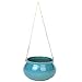 Mediterranean Style Round Cerulean Succulent Hanging Planter Pot with Twisted Jute Twine Rope