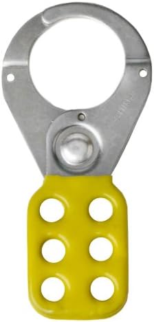 Horizon 5513 Steel Lock Out-Tag Out Hasp with Yellow Rubberized Coating, 1.5" Opening, 5" Length x 2-3/8" Width x 3/8" Height (Pack of 12)