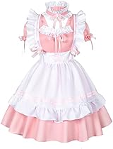 Wannsee Pink Anime French Maid Lolita Cat Ear Cosplay Costume Set S view 3