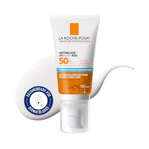 La Roche Posay Crema Hidratante SPF50+, Protección Alta, Resistente al Agua, Combate el Fotoenvejecimiento, Textura Ligera, Anthelios UV-MUNE 400, No perfumada, 50 ml