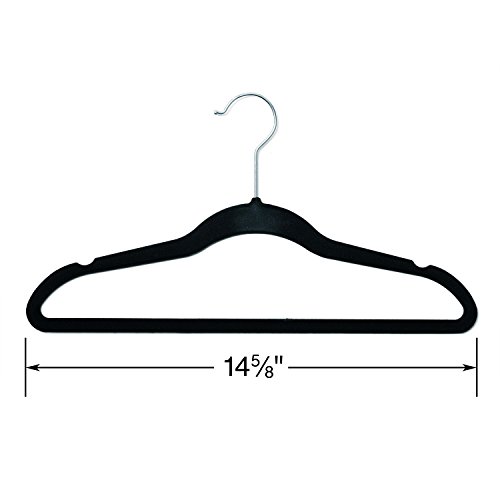Premium Quality Thin Velvet Petite Hangers - 50 Pack - Black - Heavy Duty Non Slip Black Suit Hangers Swivel Ultra Thin