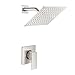 POP Single Function Shower Trim Kit with Rough-in Valve, Bathroom Rain Shower Set Bath Rainfall Shower Faucet System with Square Stainless Steel Metal Showerhead, Brushed Nickel