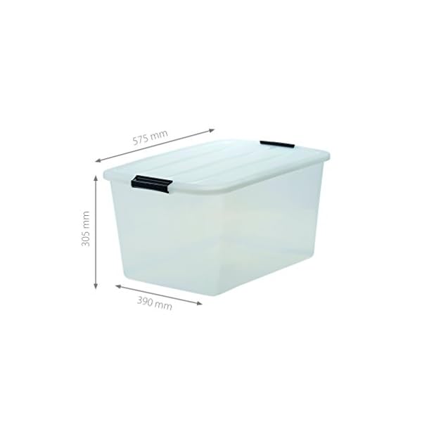 Iris Ohyama Aufbewahrungsbox mit Deckel, 45L, 2er-Set, Transparent, SchnappverschlÃ¼sse mit Griffen, Stapelbar, Stark & Langlebig, FÃ¼r Kleidung, Garage, Zuhause, BÃ¼ro, Plastikbox, Lagerung TB-45 – Bild 3
