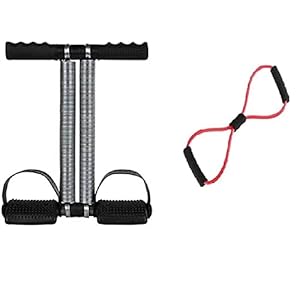 Double Spring AB Exerciser Tummy Trimmer with Toning Tube Resistance Band Combo Gym & Fitness Kit