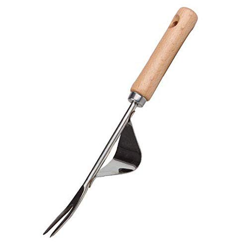 Hand Weeder Stainless Steel Manual Root Weeding Fork Wood Handle Weeding Tool Y-Shape Weed Puller Remover Transplanting Digging Tools Stainless Weed Puller Bend-Proof with Smooth Natural Wood Handle