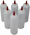 Easy Squeeze Plastic Condiment Bottles 8-ounce with Red Tip Cap - Set of 6