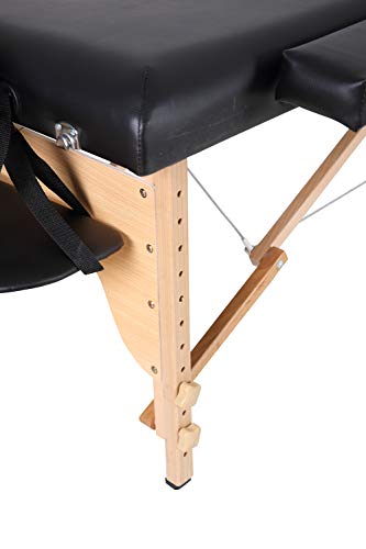 Portable Folding Massage Table, Chair Bed Facial SPA Tattoo Bed with Free Carry Case (Black-Two Folds) - Image 3