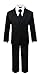 Luca Gabriel Toddler Boys' 5 Piece Classic Fit No Tail Formal Black Dress Suit Set with Tie and Vest - Size 3T