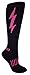 MOXY Socks Black with Hot Pink Lightning Knee-High Insane Bolt Fitness Deadlift Socks, One Size Fits All Men, Most Women