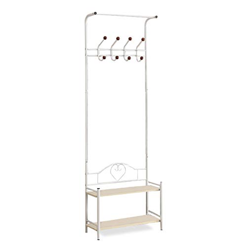 Yaker's collection Coat Rack, Easy Assembly Hall Tree White with 8