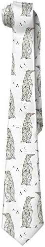 Mens Neck Tie Grey Geometric Penguins Silk Polyester Necktie Fashion Tie