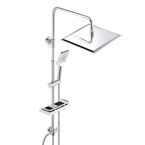 JOHO Edelstahl Duschsystem mit Regendusche ohne Armatur, 25x25 cm Chrom