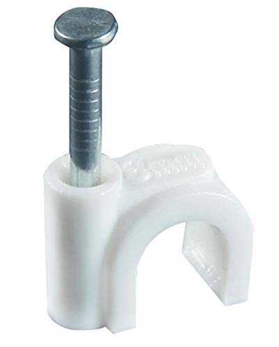 Nartel® Round Cable Clip, 8mm - White, Pack of 100