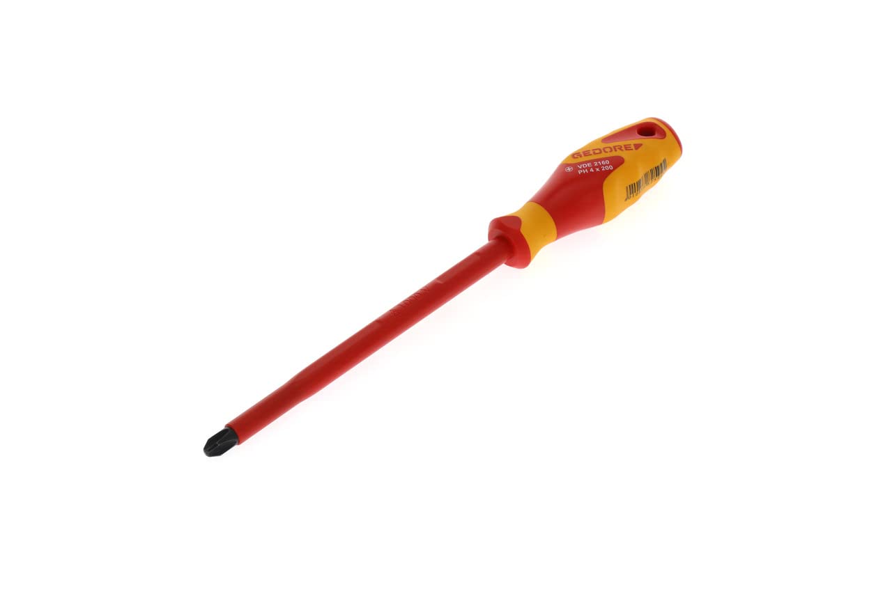 GEDORE VDE Screwdriver Phillips PH4, Screwdriver 1000 V insulated, Length 320 mm, Tool, VDE 2160 PH 4, Steel