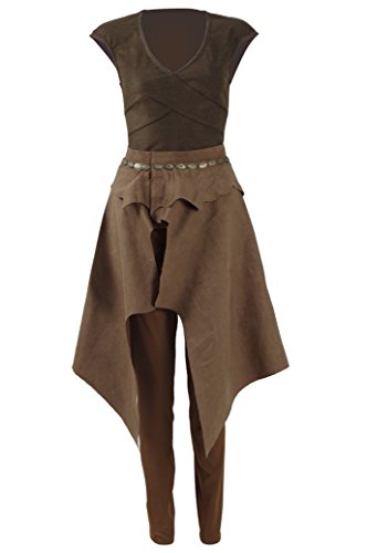 Women's Brown Skirt Costume Outfit Backless Tank + Pants + Skirt Set