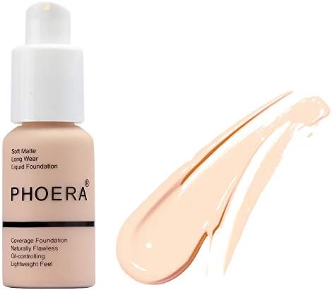 Fasloyu Silky Smooth Concealer Foundation 30ml PHOERA Matte Oil Control Concealer Liquid Foundation (A)