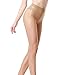 Women's Ultra Sheer T Band & Cotton Gusset Pantyhose Reinforced Crotch Tights with Control Top (Medium, Nude)