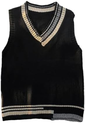 Men Women Knitted Cotton V-Neck Vest JK Uniform Pullover