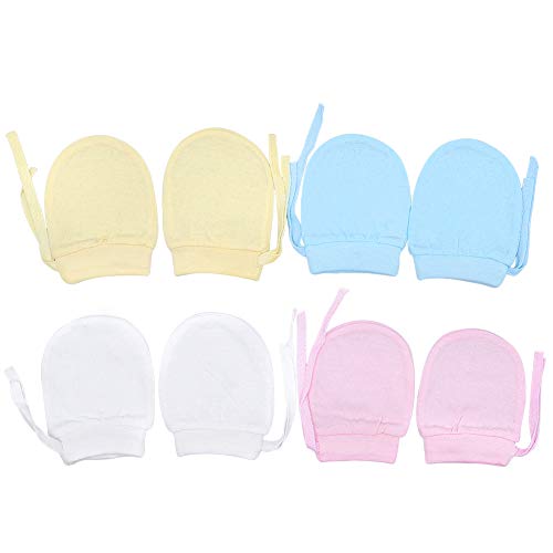 Ehdching Pack of 4 Unisex Mesh Thin Cotton No Scratch Mittens Gloves for 0-12 Months Newborn Infant Baby Boys Girls