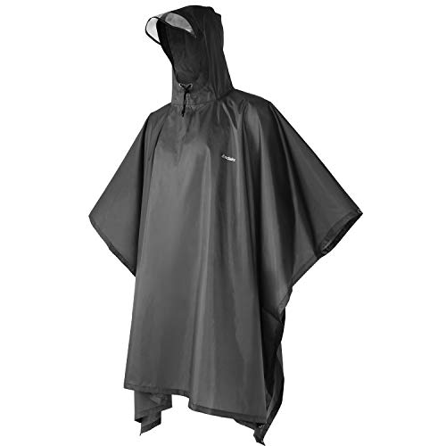 ANDAKE Raincoat Portable Reusable Rain Poncho,Waterproof Sunshade Tarp, Ground Mat Poncho Outdoor Women Men Black, Medium