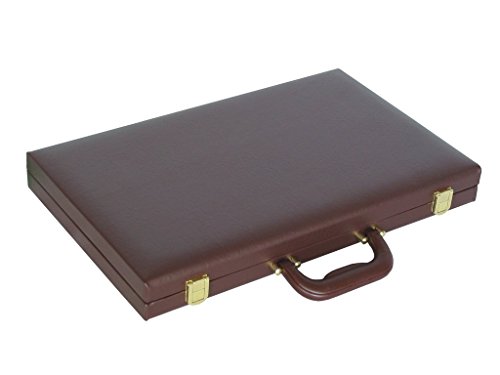15" Deluxe Backgammon Set - Travel Case - Brown Board