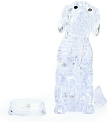 FINERINE 3D Crystal Puzzle, Cute Dog Model DIY Gadget Blocks Building Toy Gift (White)