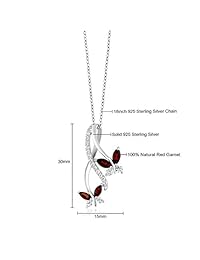 1.21 ct Marquise, color rojo natural Garnet Plata De Ley 925 Mariposa infinity   Colgante con 18 inch Cadena de plata