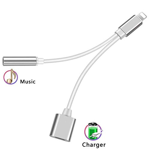 Headphone Jack Adapter Dongle for iPhone Xs/Xs Max/XR/ 8/8 Plus/X (10) / 7/7 Plus Adaptor to 3.5mm Splitter Converter Compatible with Listen to Music Adapter Audio and Charger Cable Support iOS 12