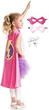 Little Adventures Pink Hero Lightning Cape and Mask Costume Age 3-8 with Hairbow