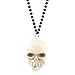 Fun Central BC719, 1 Pc, 35 inches Multicolor LED Skull Necklace with Black Beads, LED Light Necklace, LED Light up Necklace