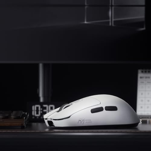 RK Royal Kludge M3 Wireless Gaming Mouse Ultralight 47g, PAW3950 Sensor 42000 DPI, 8K Wireless Mouse BT/2.4G/USB, 5 Programmable Buttons, Ergonomic Design, 650mAh Battery for PC/Consoles, White